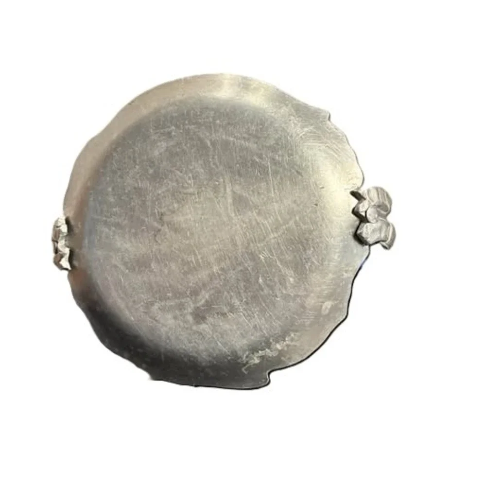 Vintage Floral Metal‎ Coaster Set Holder Tray Embossed Aluminum Shabby Chic